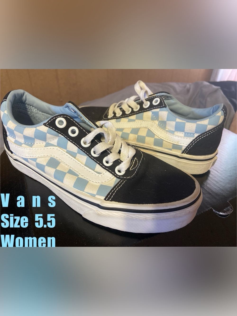 Vans cute baby blue checkered